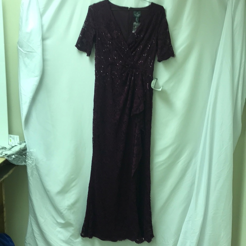 Adrianna papell embroidered purple dress size 6